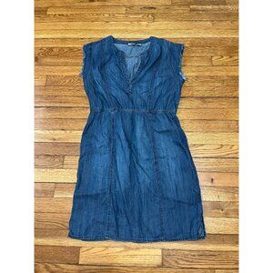 Chico's Chambray Denim Dress Women's Size 1 US 8 Blue Sleeveless V Neck